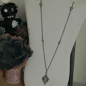 Yellow Jelly Opal in Vintage Style Setting on Bronze Jade Gem Sectioned Chain